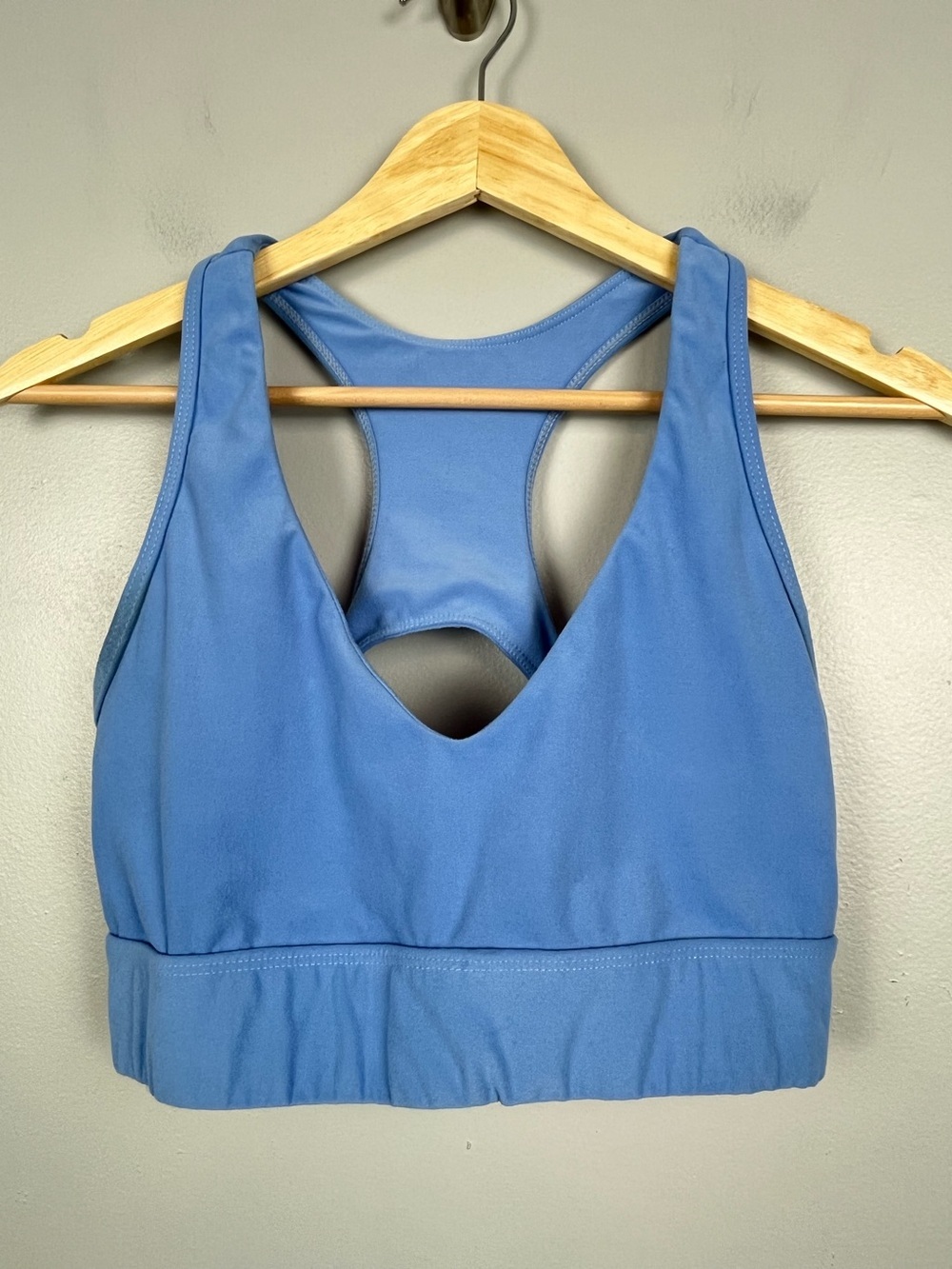Wolven light blue racerback unpadded sports bra, medium.